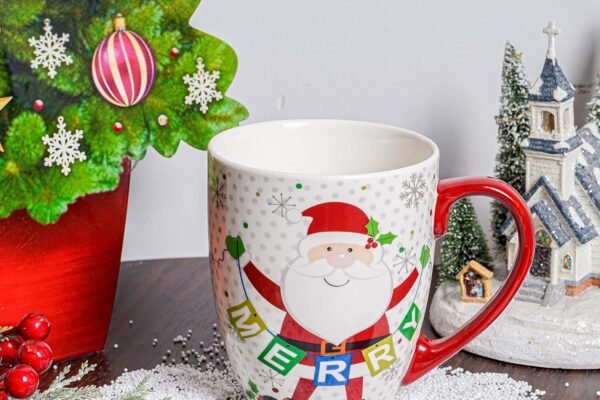 Custom Christmas Coffee Cup Ceramic Mug With Handle Cartoon Santa 2