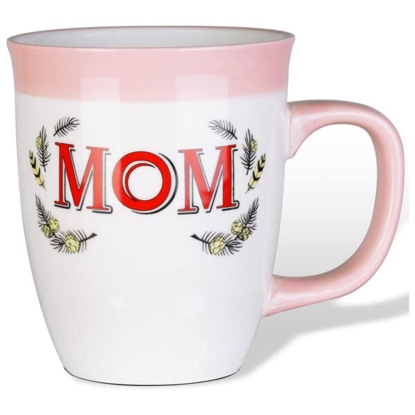 Custom Mothers day Ceramic Coffee Mug Pink Cone Shaped Mugs With Handle