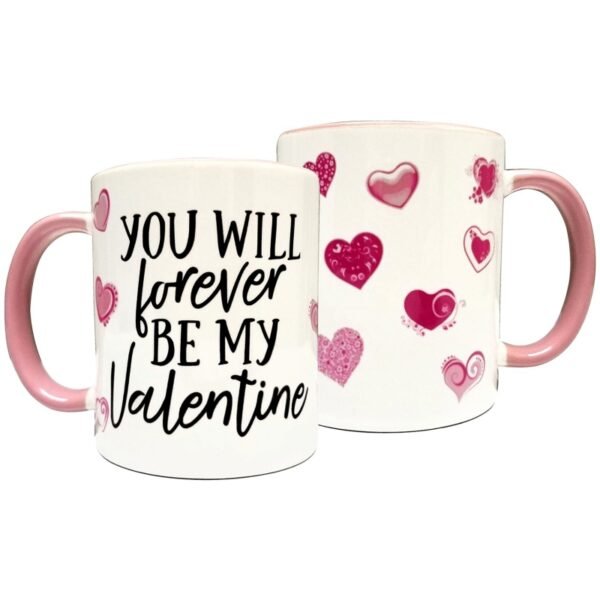 Custom Valentine Coffee Mug With Heart Shape ＆Text Pinke Cylinder Mugs With Handle