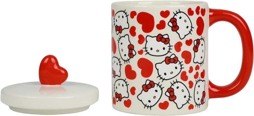Custom Hello Kitty Valentine’s Day White Ceramic Lidded Coffee Mug 2