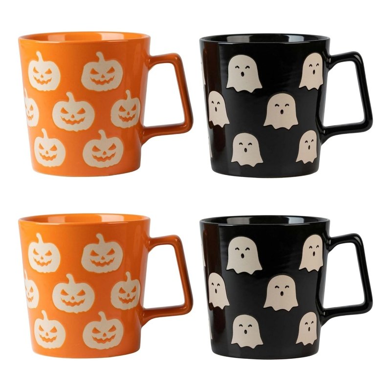 Halloween Jack O Lantern & Ghost BlackOrange Mug,Ceramic Coffee Mug With Handle 2